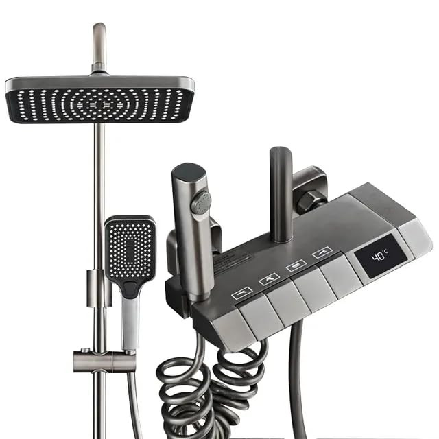 دوش حمام دیواری پیانویی با صفحه کنترل دیجیتال دما