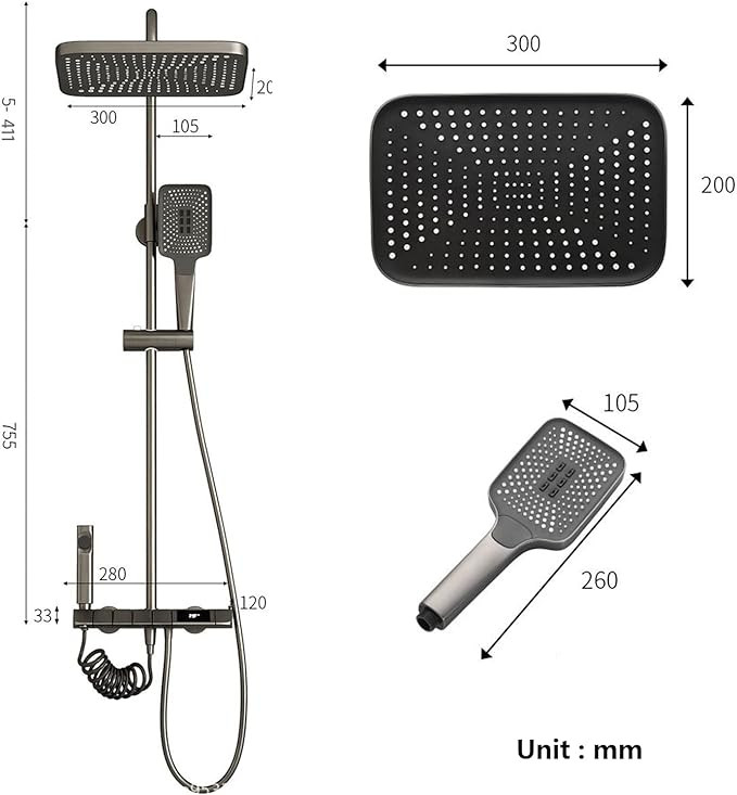 پنل پیانویی کنترل دما در دوش حمام هوشمند مدرن