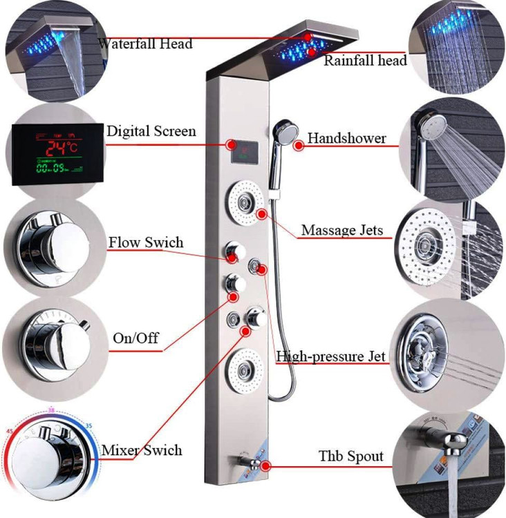 نورپردازی LED در پنل دوش هوشمند PING