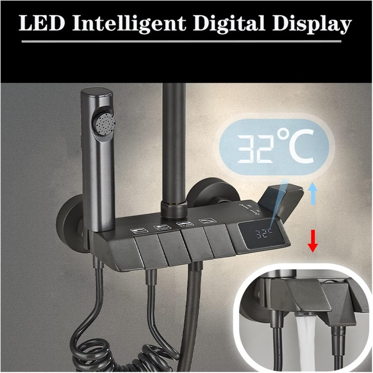 دوش حمام دیجیتال پیانویی با نمایشگر دما