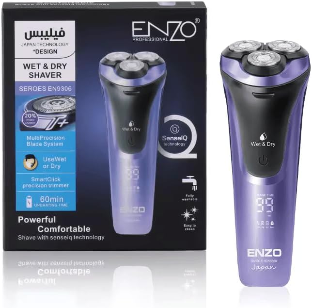 طراحی ارگونومیک و ضدآب ریش‌تراش ENZO EN-9306