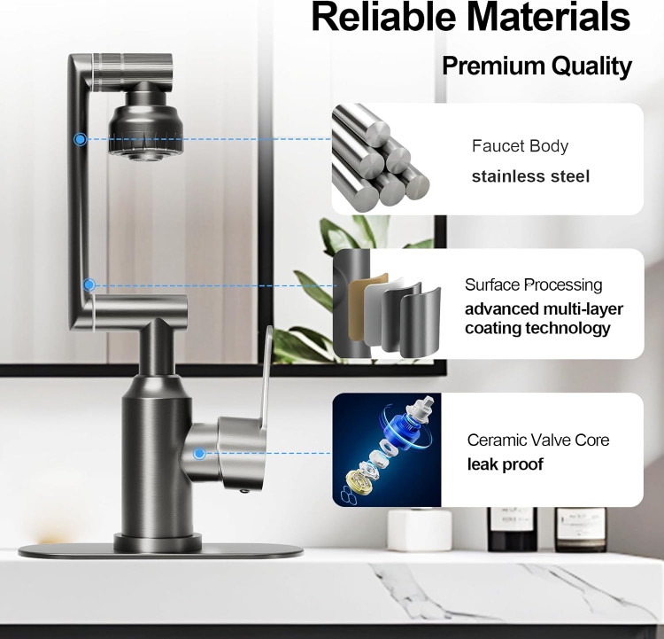شیر روشویی 360 درجه با کنترل جریان آب دقیق - صرفهجویی در مصرف