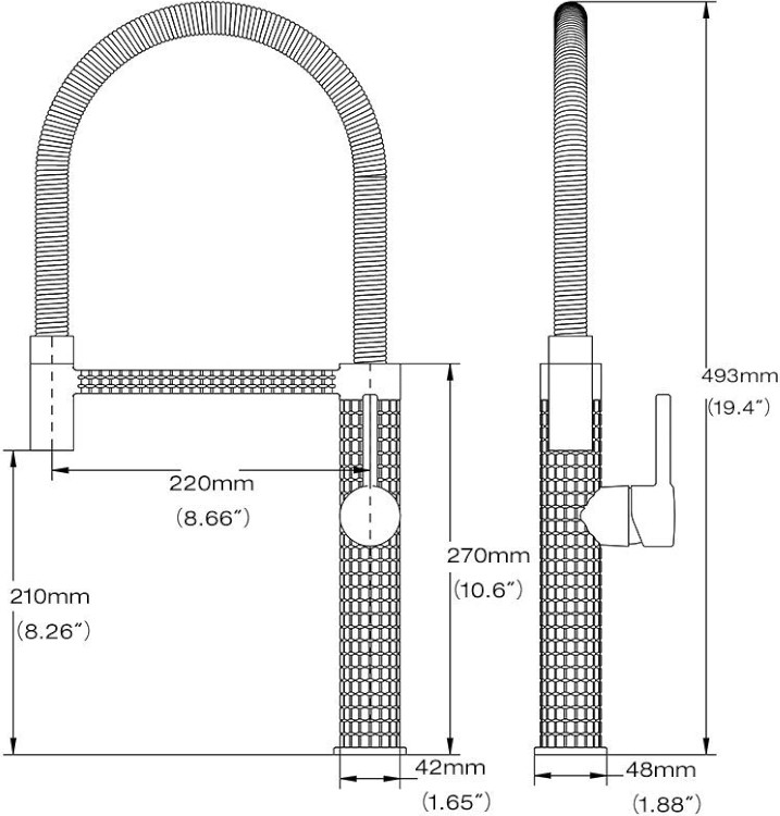 تصویر کامل شیر آشپزخانه مشکی لوکس نصبشده روی کانتر مدرن