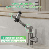 شیر روشویی 360 درجه Huadiao رنگ دودی با 6 حالت پاشش آب