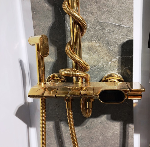 دوش حمام پیانویی طلایی BRIMIX با نمایشگر دما