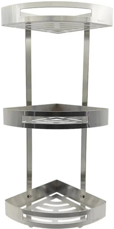 قفسه کنج چند طبقه با وسایل بهداشتی و شامپو