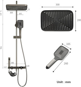 دوش پیانویی با طراحی مستطیلی و نازلهای ضد رسوب