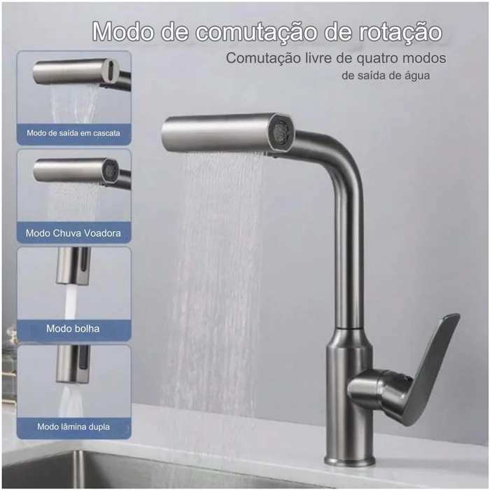 نمای نزدیک پاشش چند حالته شیر شاوری HuaDiao 407