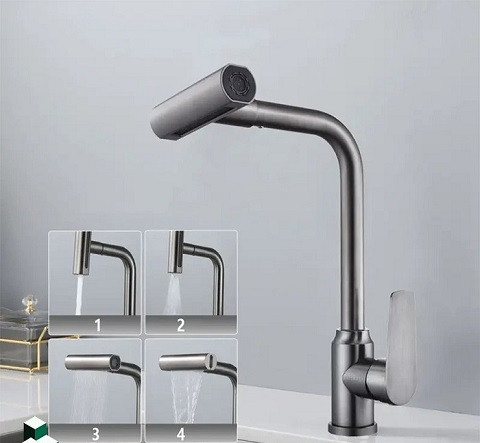 نمای نزدیک پاشش چند حالته شیر شاوری HuaDiao 407