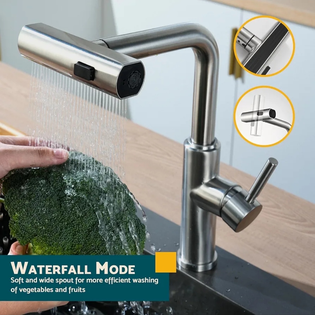 نمای نزدیک پاشش چند حالته شیر شاوری HuaDiao 407