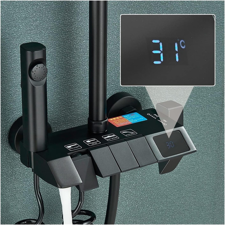 دوش حمام هوشمند پیانویی با نمایشگر دیجیتال