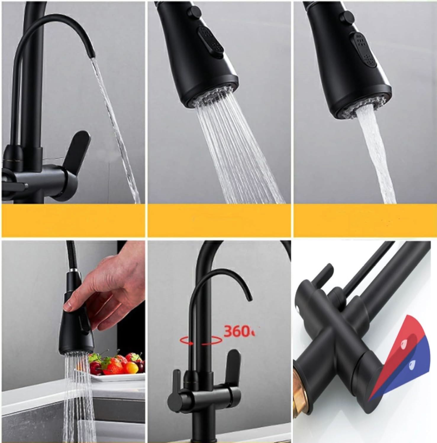 شیر ظرفشویی پلینا با عملکرد دوگانه اسپری و جت