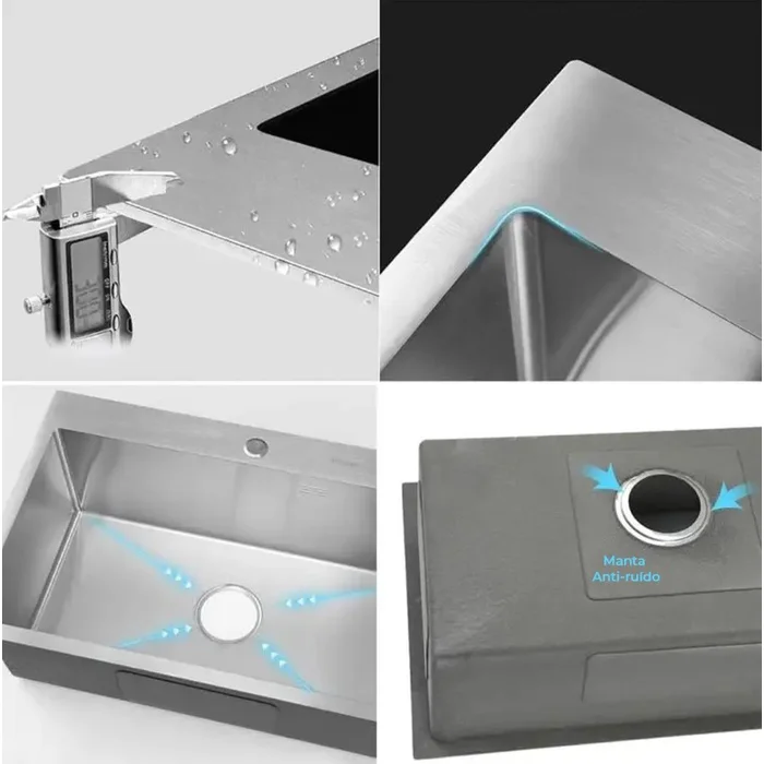 نمای نزدیک سینک Huadiao با جزئیات استیل 304 ضد زنگ