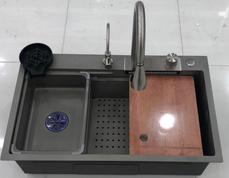 سینک ظرفشویی آبشاری ۷۵ سانت هوادیائو استیل ضدزنگ