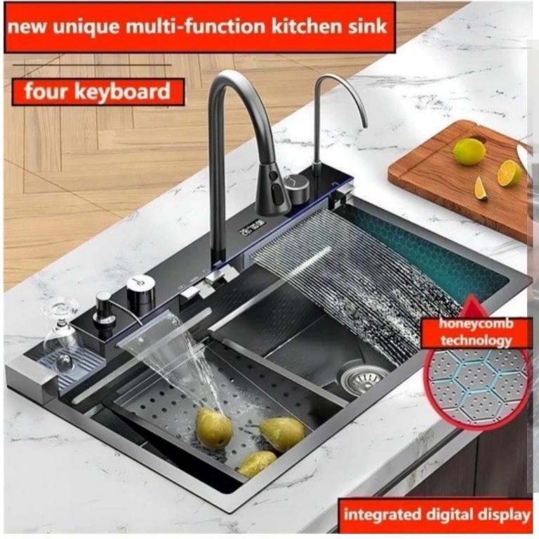سینی میوه‌شور و آبکشی متحرک در سینک پیانویی 5 کلید
