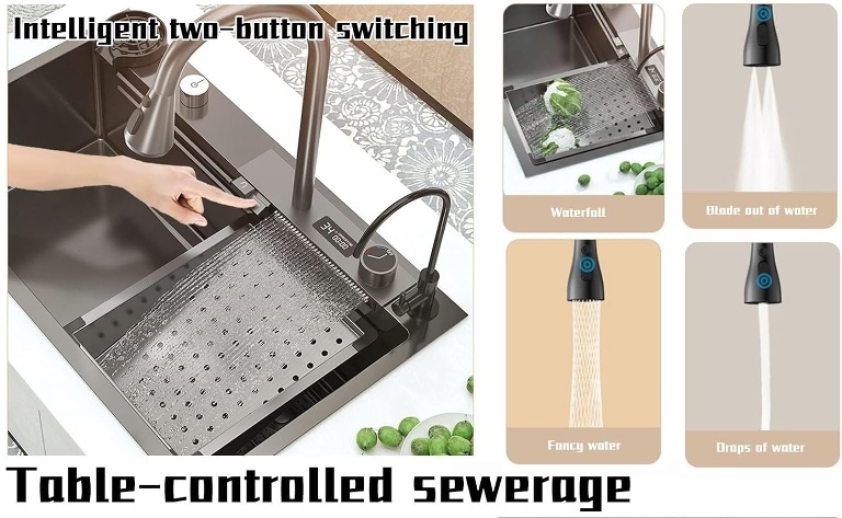 تصویر کامل سینک هوشمند 90 سانت استیل SUS-304 گرید A++