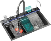 سینک پیانویی HuaDiao 90 سانت با لگن فوقالعاده بزرگ و پنل 5 کلید