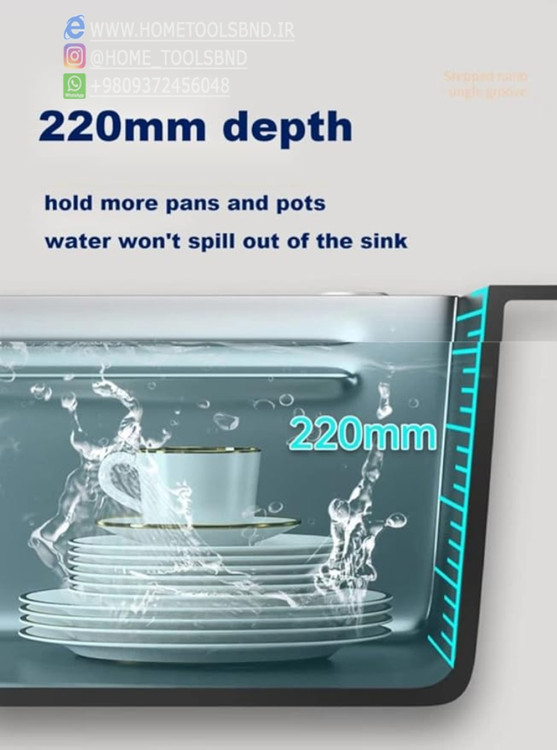 سینک پیانویی HuaDiao نصب شده در جزیره آشپزخانه لوکس