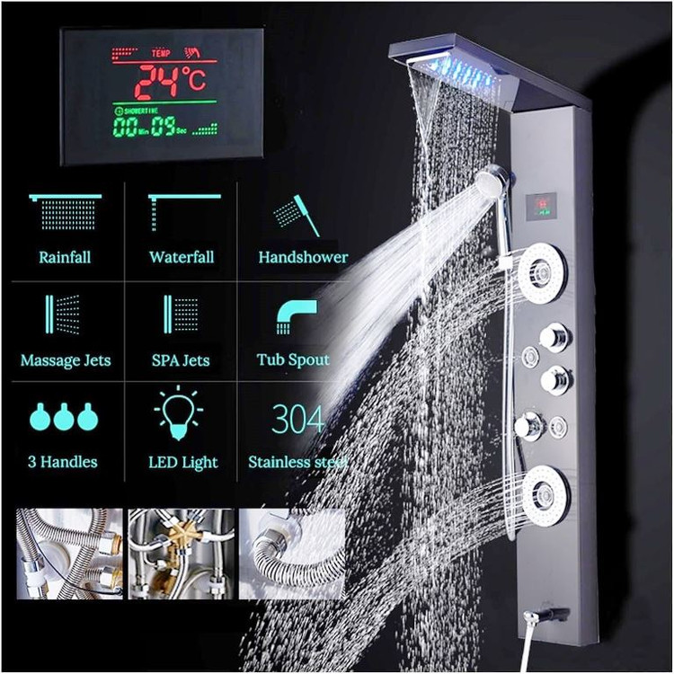 دوش سقفی پیانو استایل با نورپردازی LED برند PING
