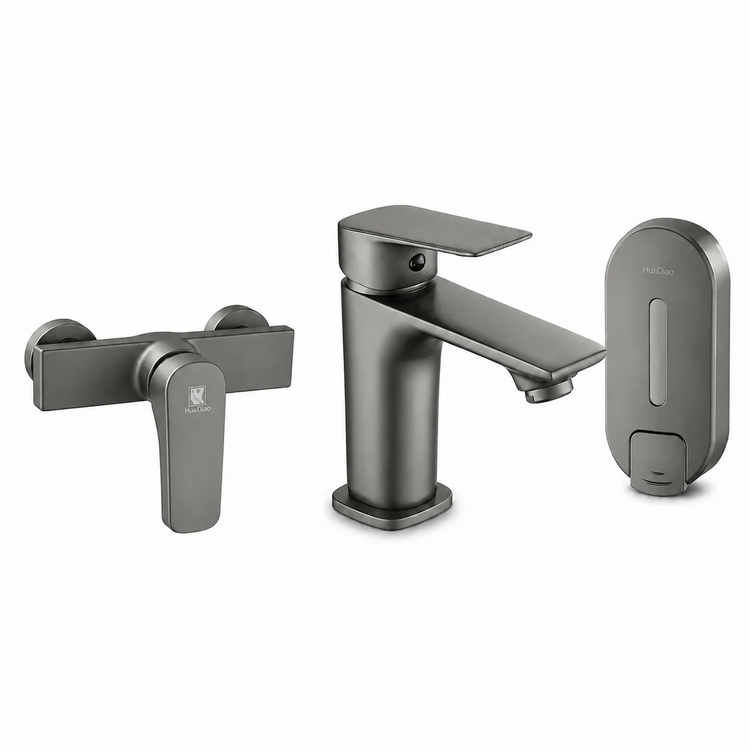 تصویر ست شیرآلات سرویس بهداشتی گلد پک طلایی شامل شیر روشویی و شیر توالت