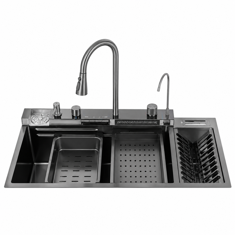 سینک آشپزخانه آبچکان دار برند Huadiao مدل پیانویی