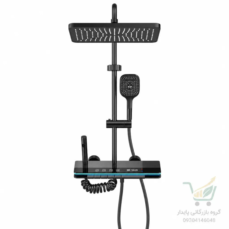 دوش حمام پیانویی دیجیتال برند Hyshin مدل 2222 | نمایشگر دما، زمان رنگ دودی